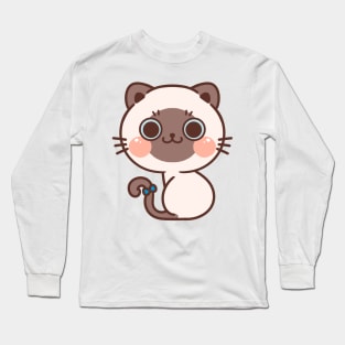 Cute Siamese Cat Cartoon Long Sleeve T-Shirt